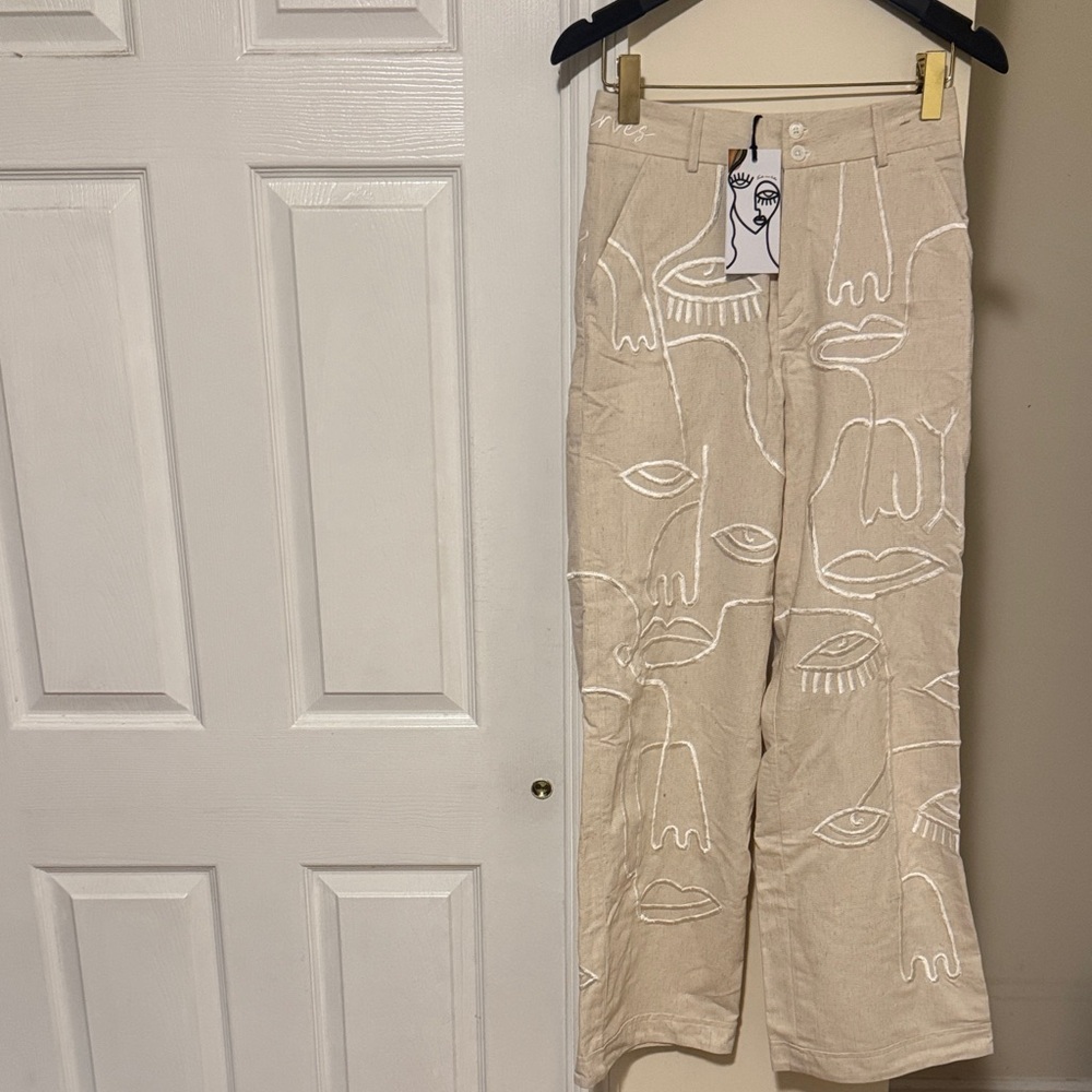 Maison Les Enerves wide leg embroidered pants